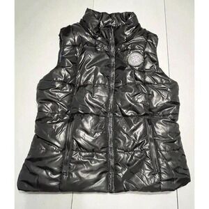 Puffer Vest‎ Girls Large Full Zip Black Zip Pockets